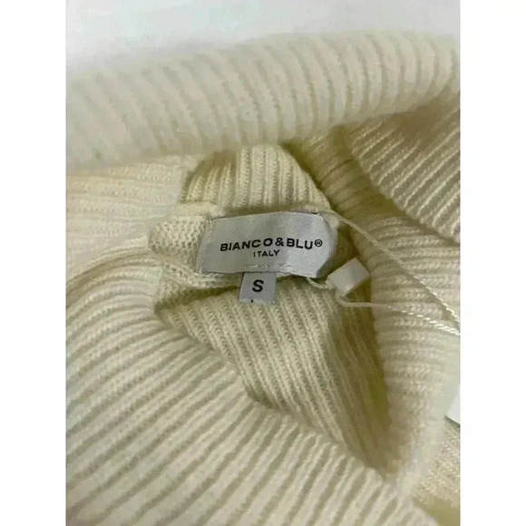 Bianco Blu Sweater Womens Sm Merino Wool Cashmere Winter White Turtleneck Tunic - Picture 5 of 8